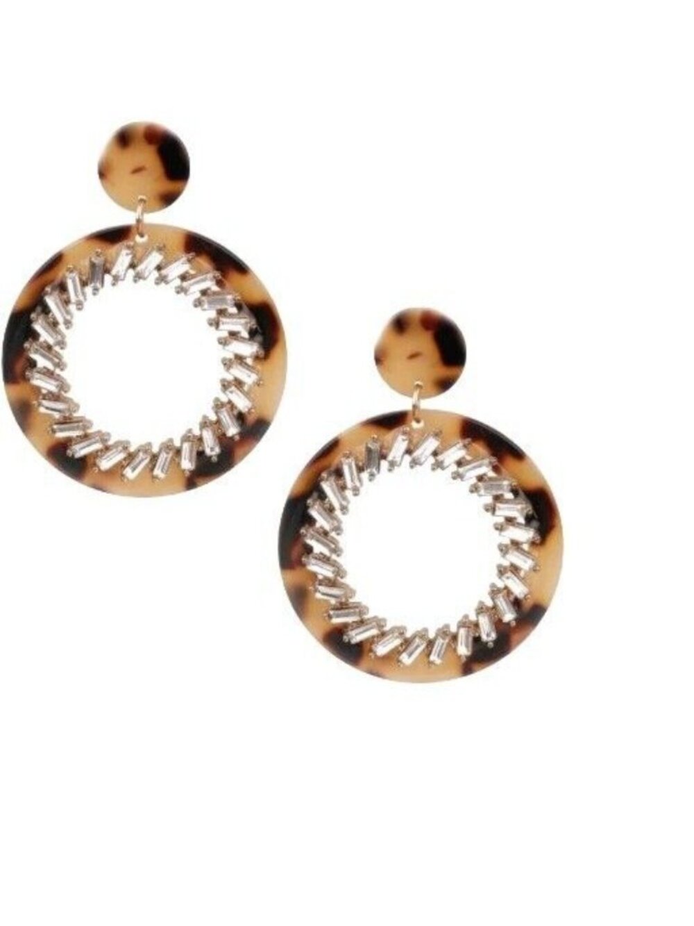 Odette Sunshine Brown Tortoise Shell Acrylic Pierced Earrings